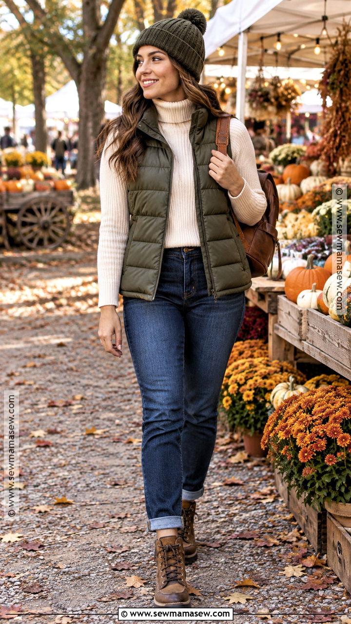 Puffer Vest And Beanie Outfit - 20 fall beanie outfit ideas