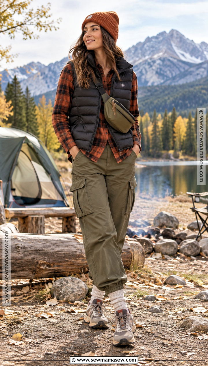 Puffer Vest And Cargo Pants Autumn Outdoor Outfit - 20 autumn outdoor outfits