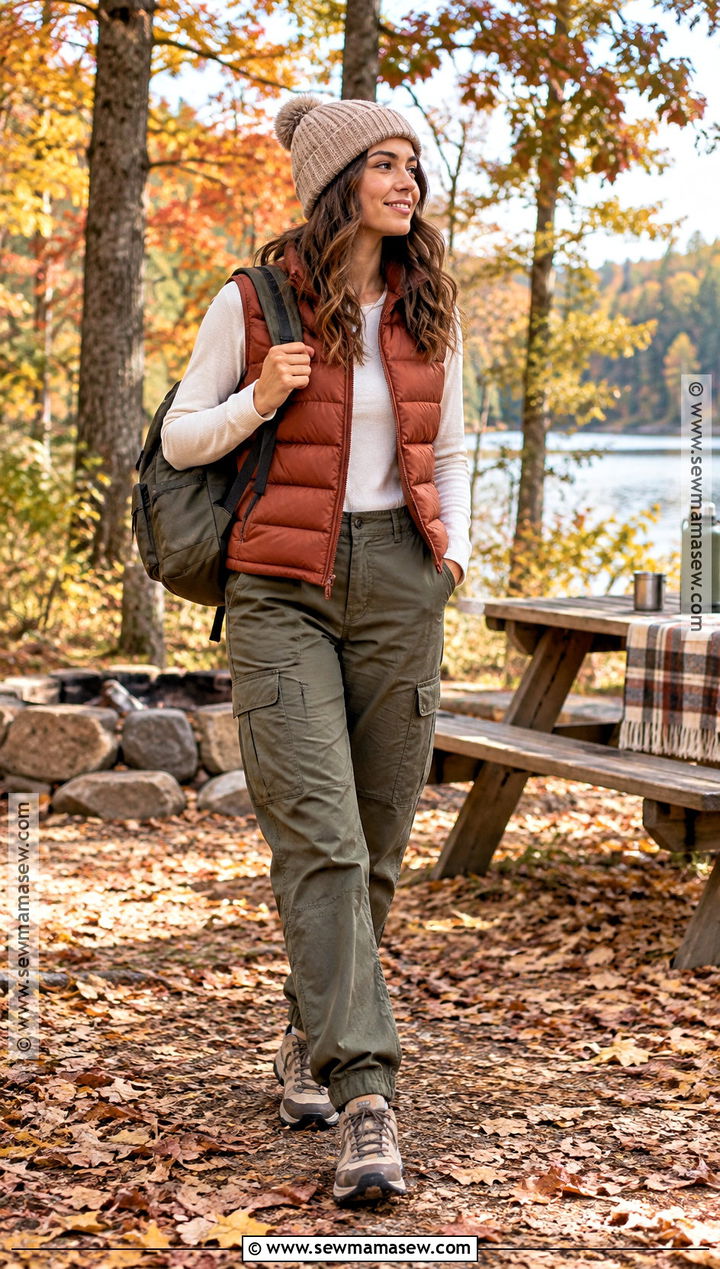Puffer Vest And Cargo Pants Fall Picnic Outfit - 25 fall picnic outfit ideas