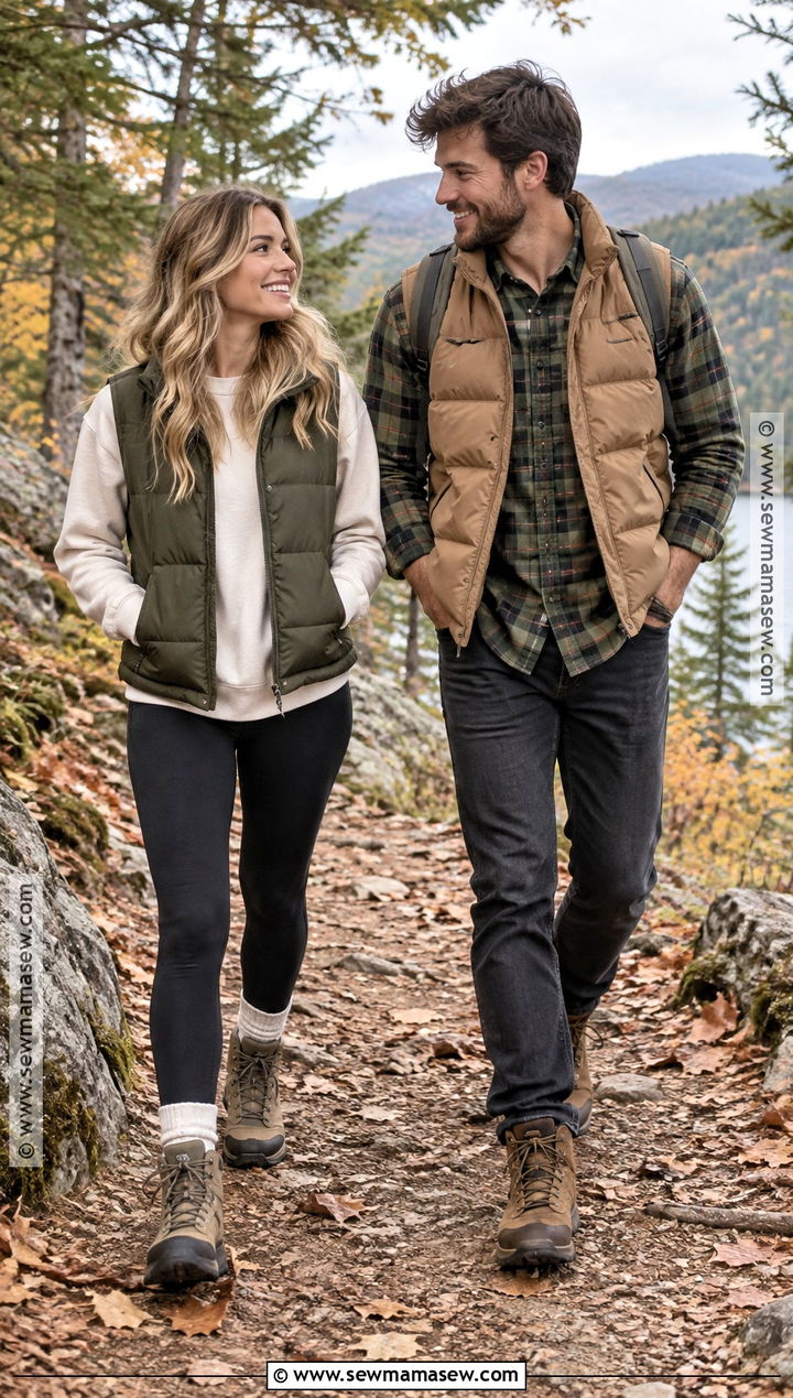 Puffer Vest And Casual Layers Fall Couples Outfit - 15 fall couples pics outfits