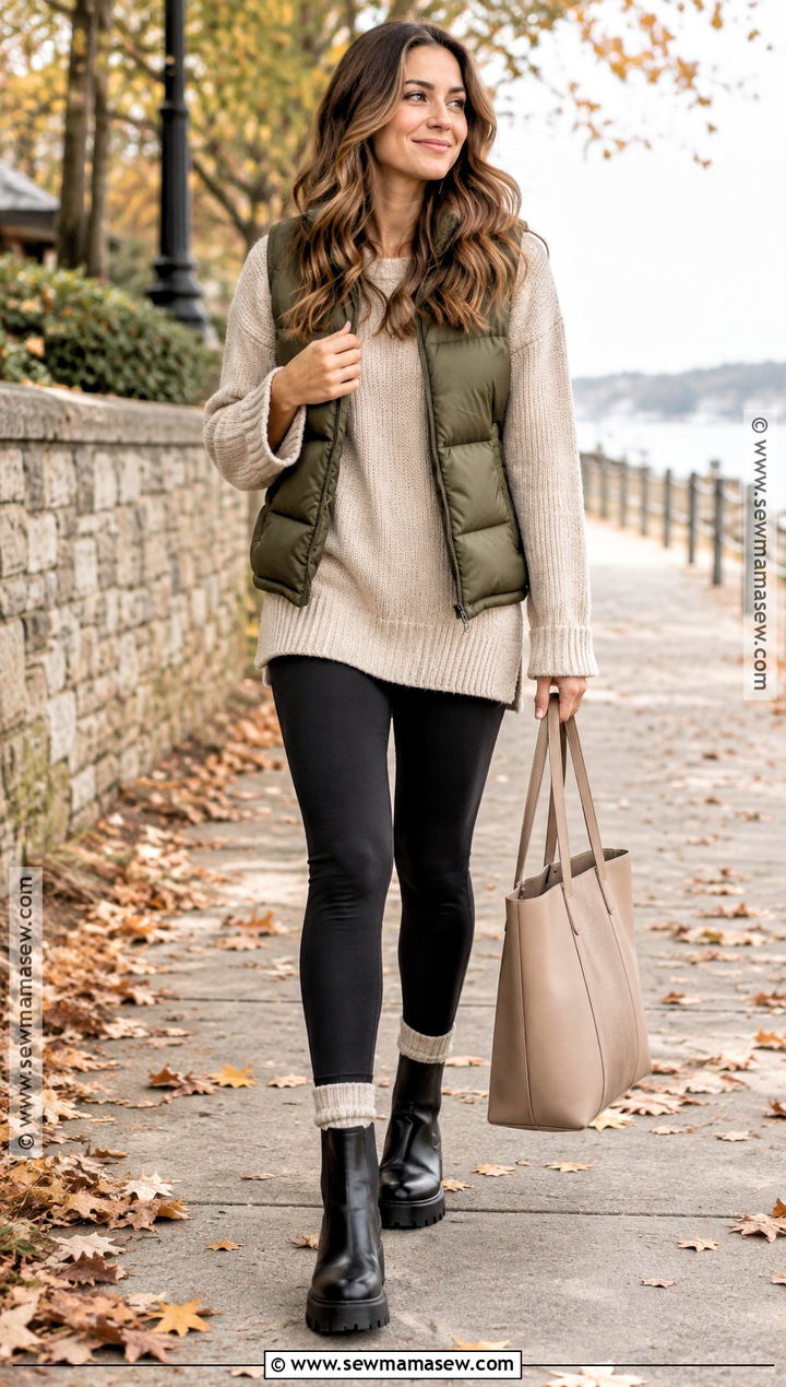 Puffer Vest And Chelsea Boots - 20 Chelsea Boots Outfit Women Fall