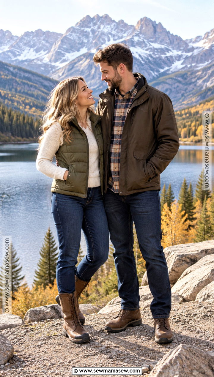 Puffer Vest And Flannel Engagement Outfit - 20 engagement photos fall outfit ideas