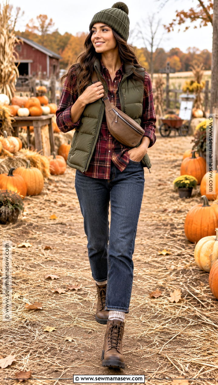 Puffer Vest And Flannel Shirt Pumpkin Patch Look - 15 pumpkin patch looks
