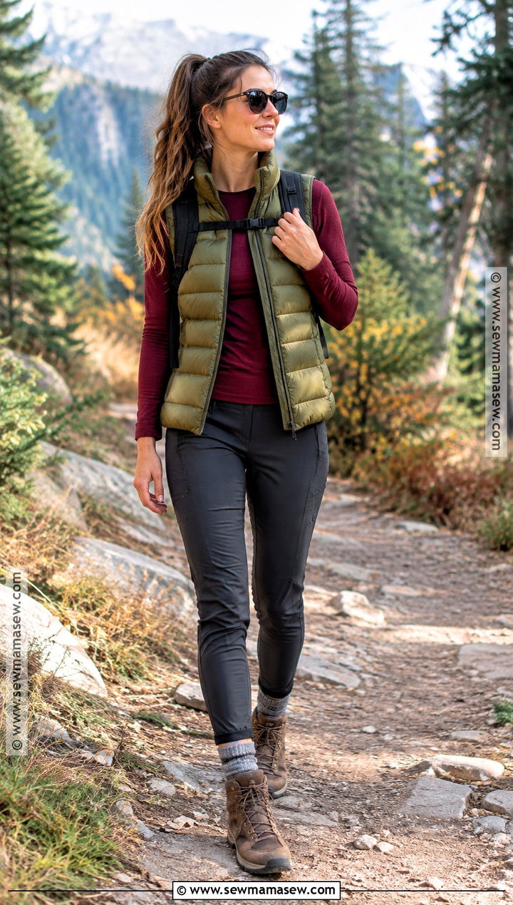 Puffer Vest And Hiking Pants Outfit - 15 womens fall hiking outfits