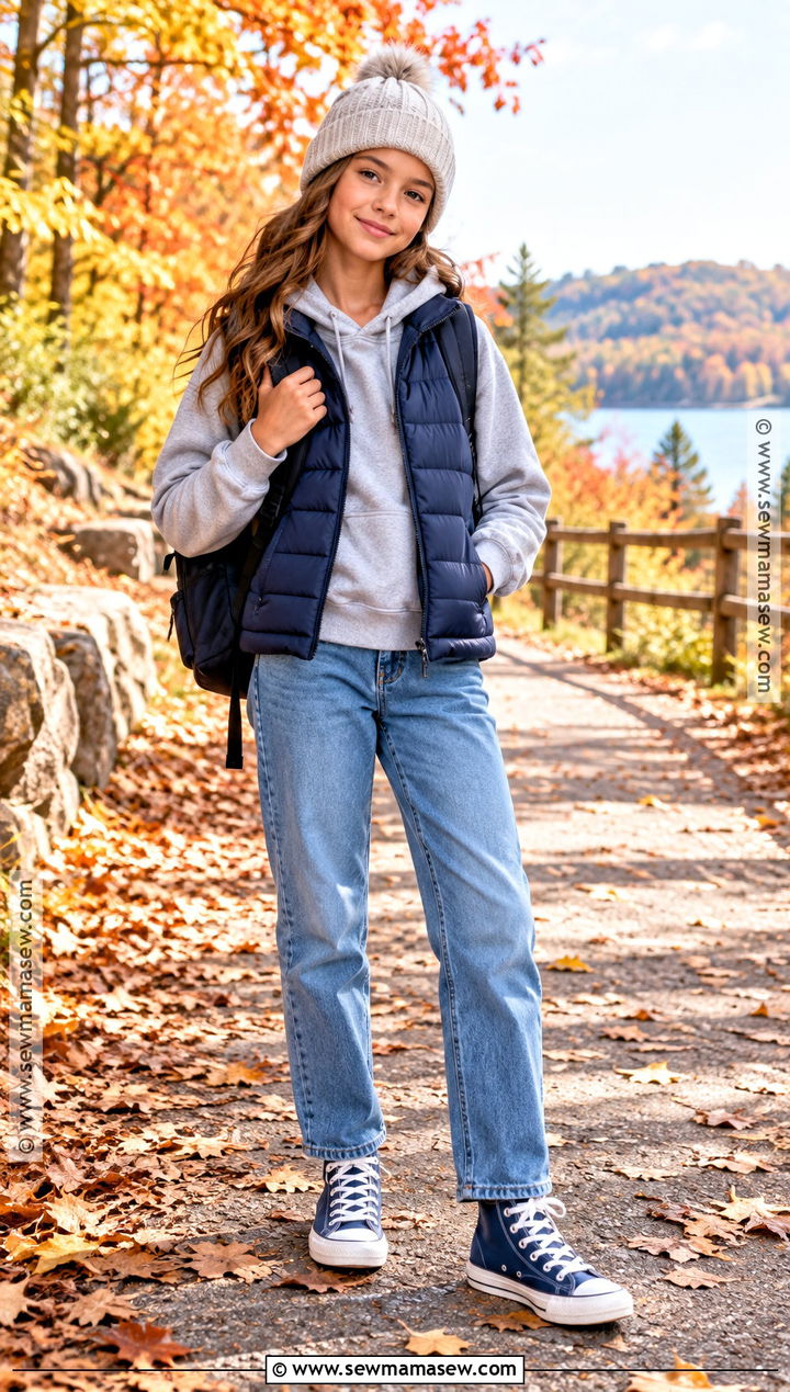 Puffer Vest And Hoodie Fall Outfit - 20 fall outfits for girls 10-12