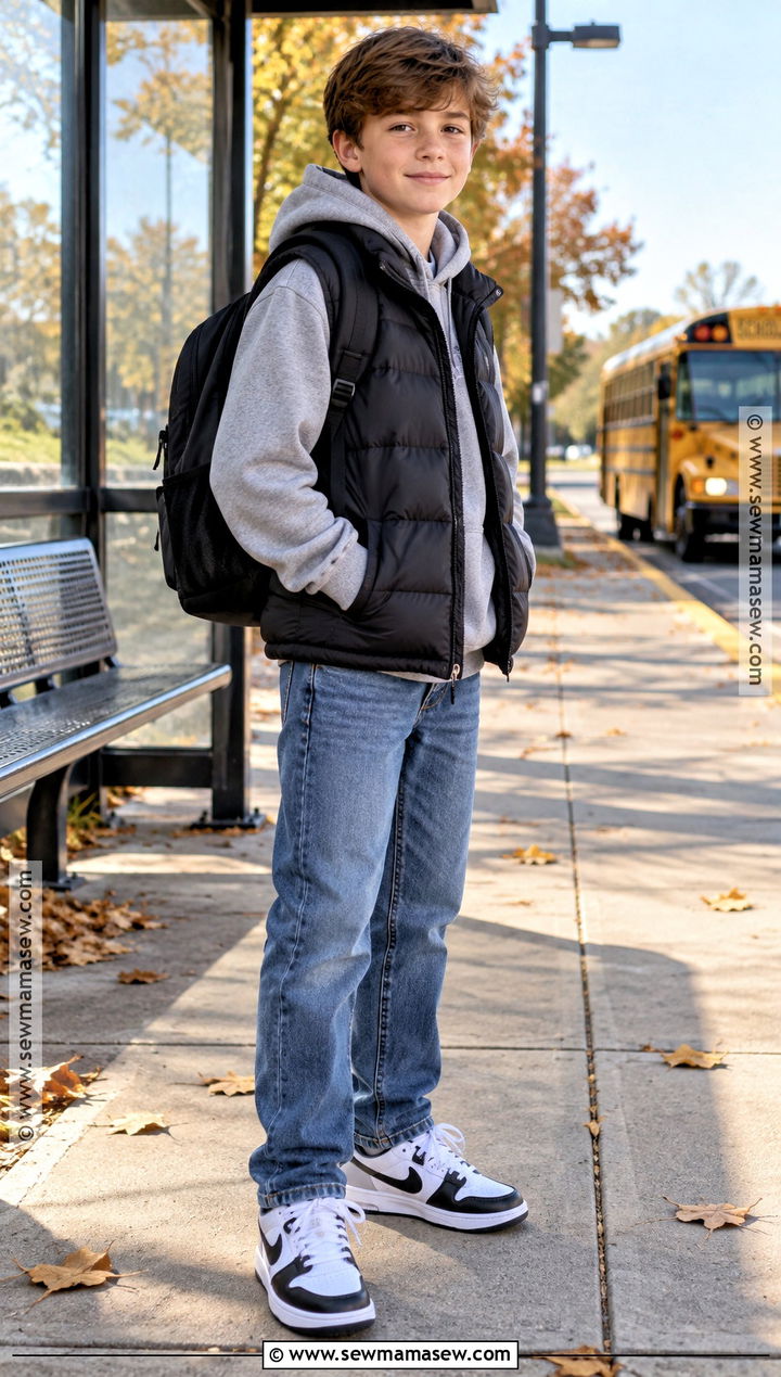 Puffer Vest And Hoodie School Outfit - 20 back to school boy outfits