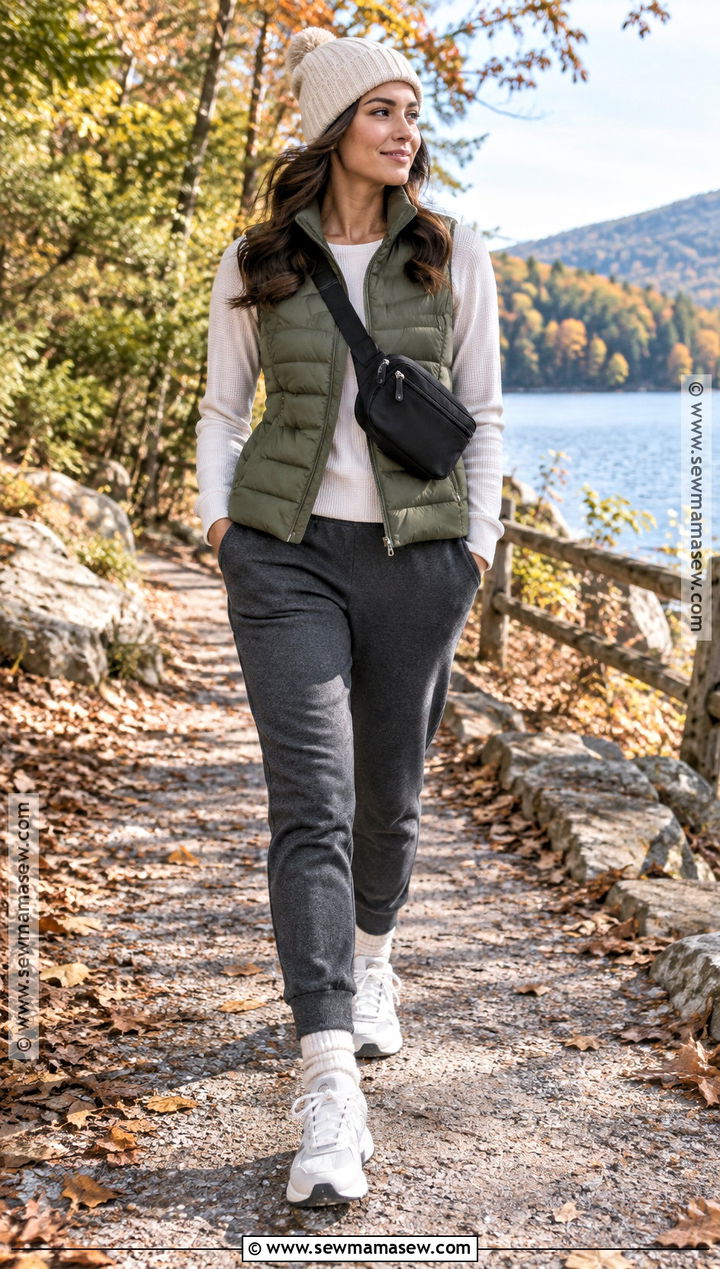 Puffer Vest And Joggers Autumn Outfit - 15 Cozy Autumn Clothes