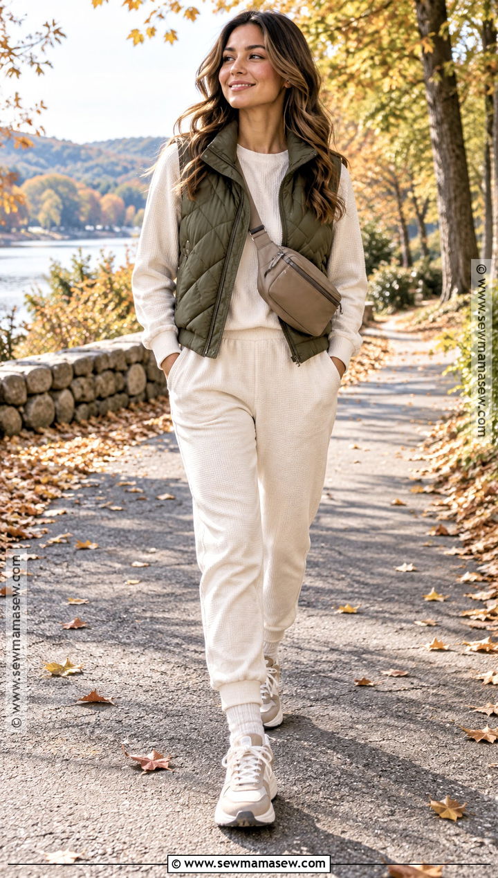Puffer Vest And Joggers Fall Fit - 25 comfy fall fits