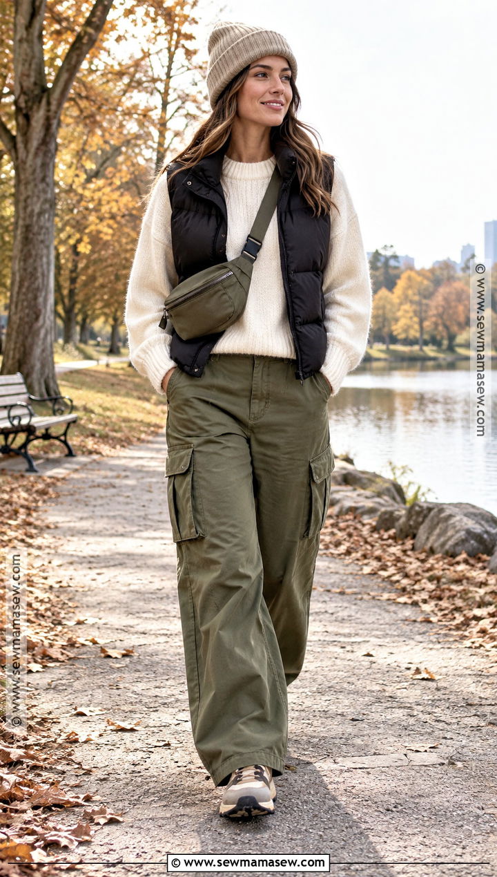 Puffer Vest And Knit Sweater Streetwear Outfit - 20 streetwear autumn outfits