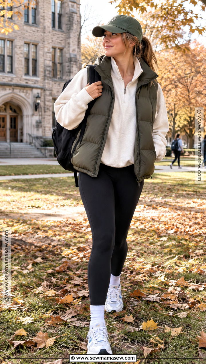 Puffer Vest And Leggings Fall College Outfit - 15 fall outfits 2026 college