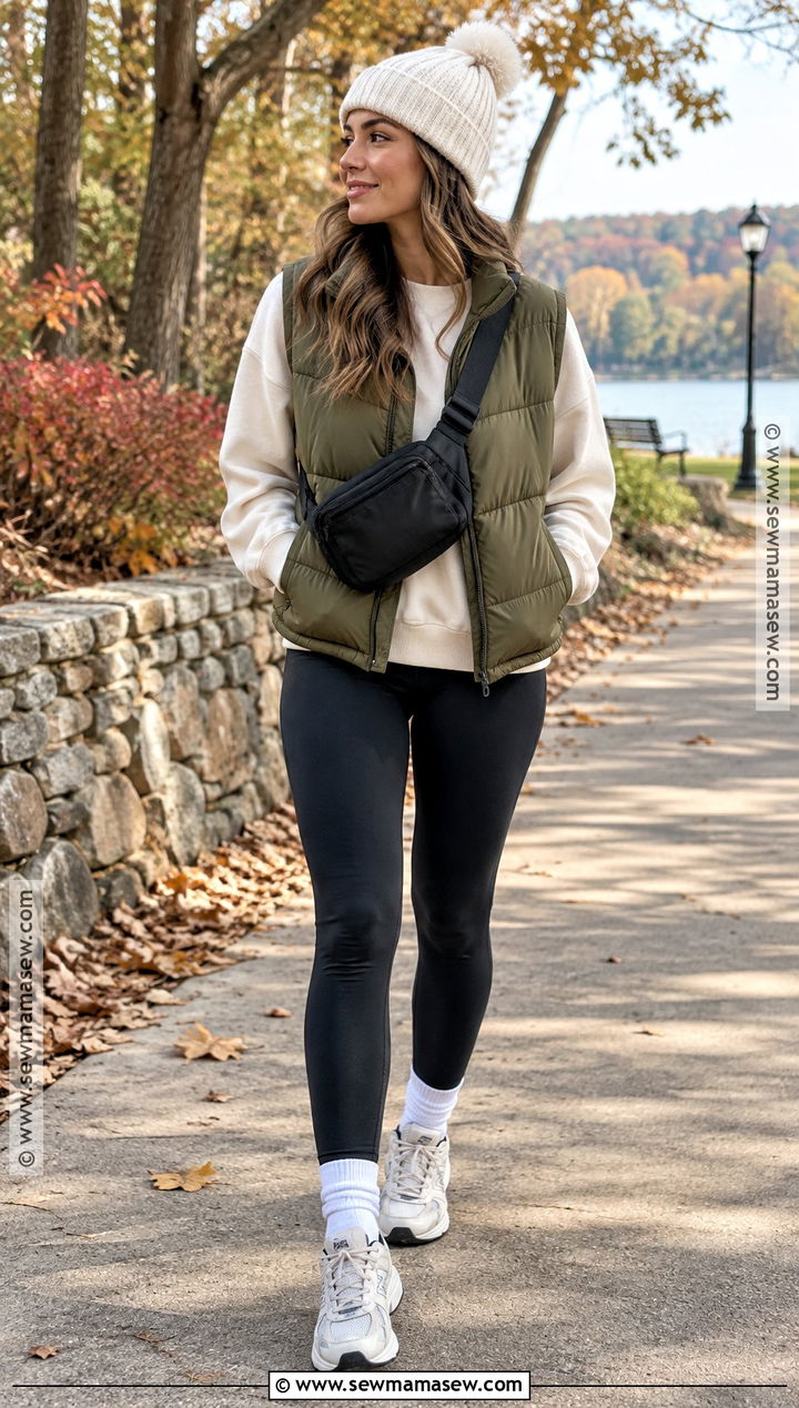 Puffer Vest And Leggings Fall Outfit - 25 chill fall outfits