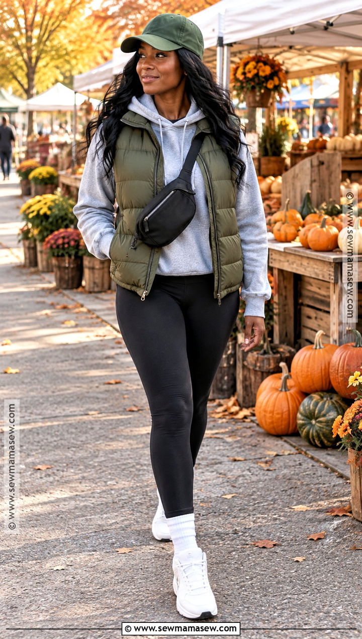 Puffer Vest And Leggings Fall Outfit - 25 fall outfits women black for women