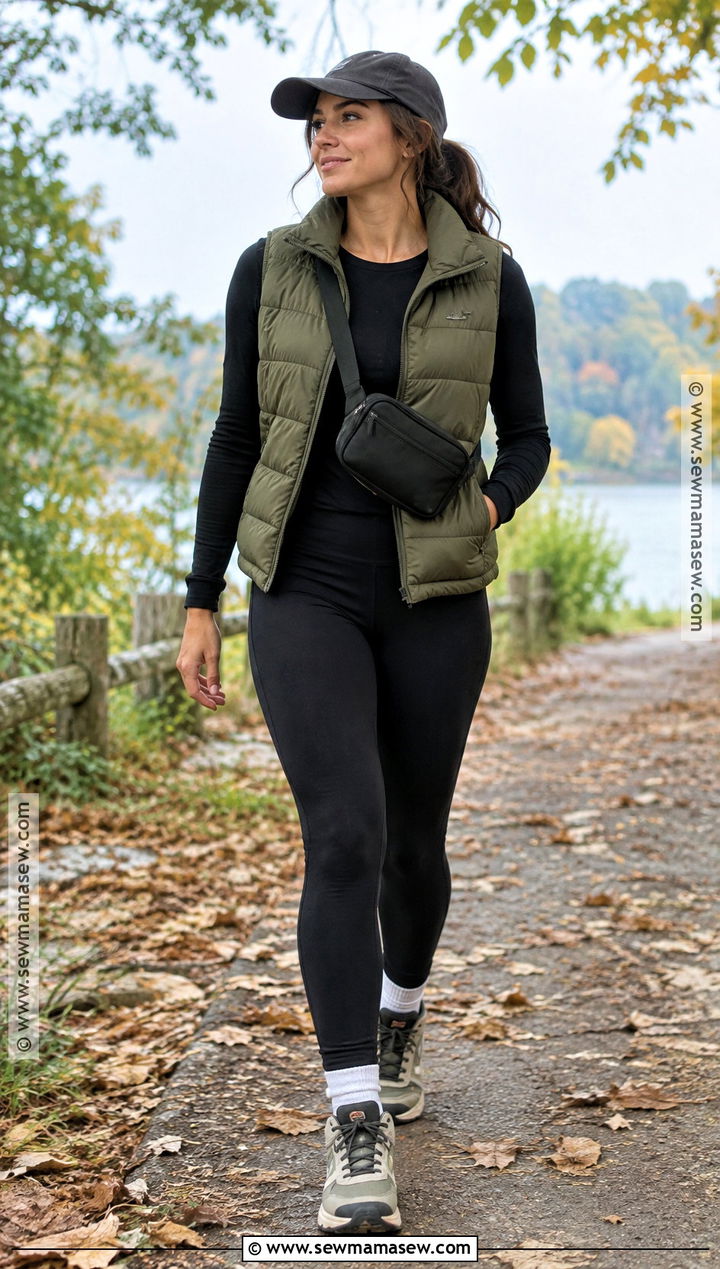 Puffer Vest And Leggings Fall Outfit - 20 outdoor fall outfits
