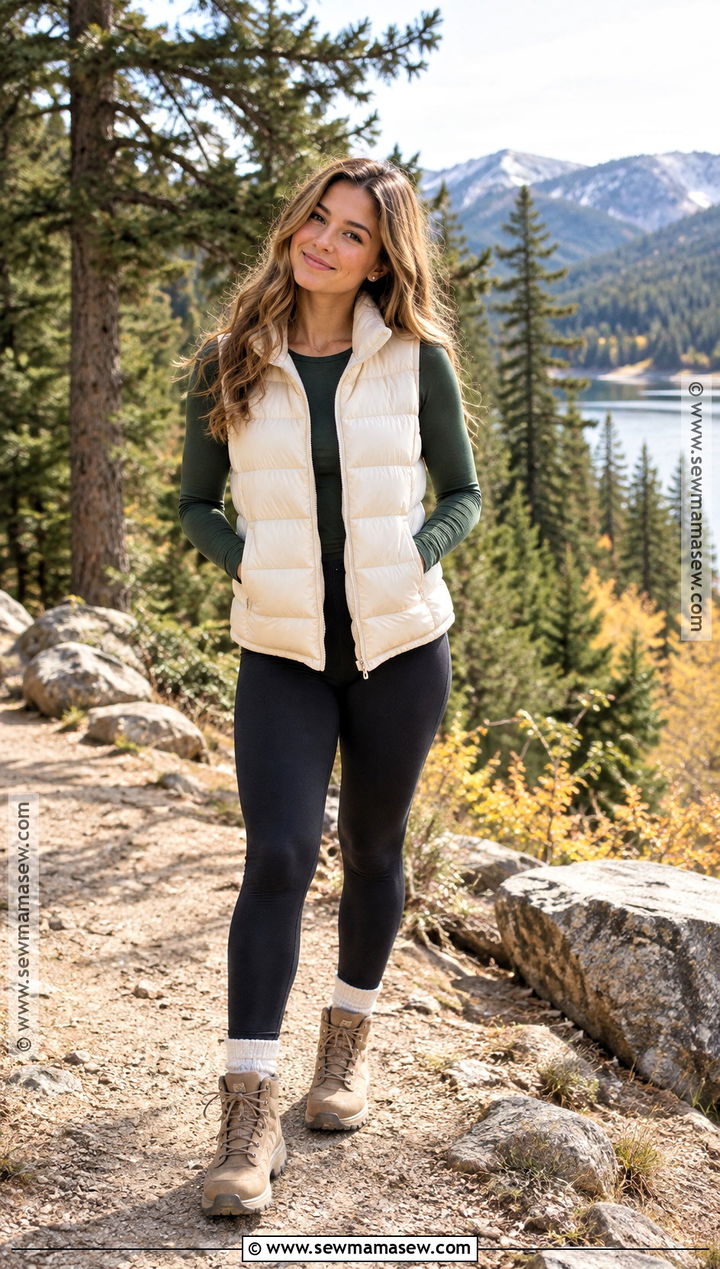 Puffer Vest And Leggings Fall Senior Picture Outfit - 25 senior pictures outfits fall