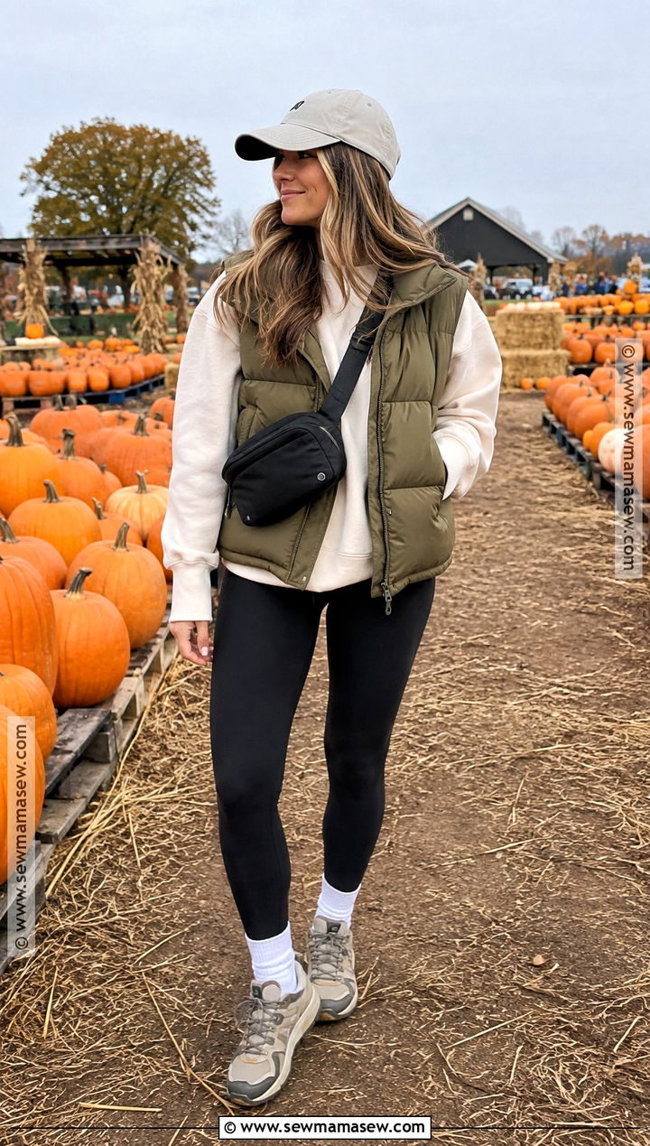 Puffer Vest And Leggings Pumpkin Patch Outfit - 25 cute pumpkin patch outfits