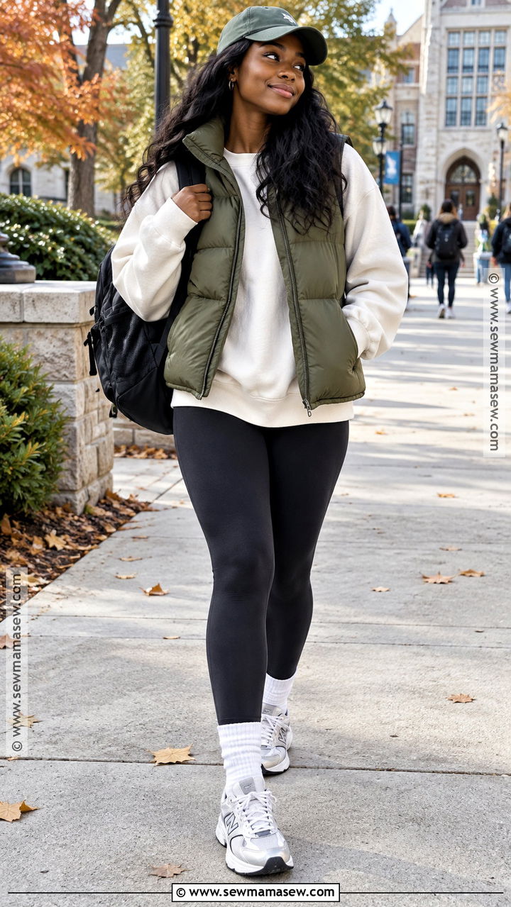 Puffer Vest And Leggings School Outfit - 20 fall outfits black women school