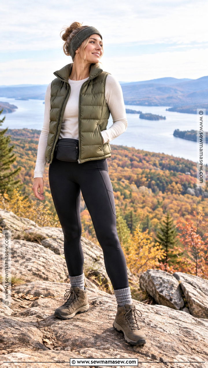 Puffer Vest And Long Sleeve Base Layer Outfit - 25 fall hiking outfits
