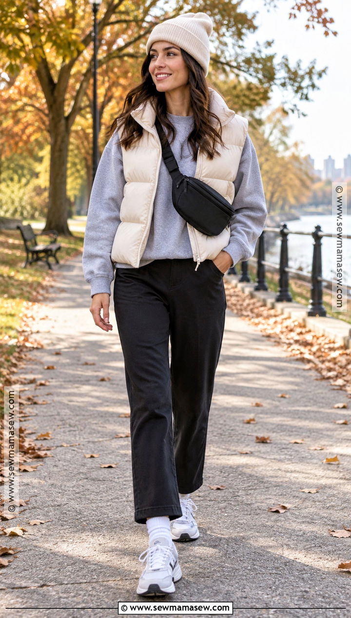 Puffer Vest And Straight Leg Pants Outfit - 15 ootd fall ideas 2026