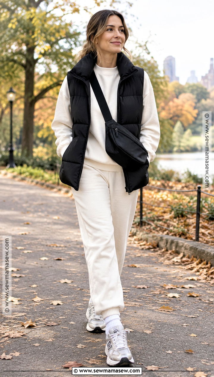 Puffer Vest And Sweatpants Autumn Outfit - 20 autumn outfits sporty