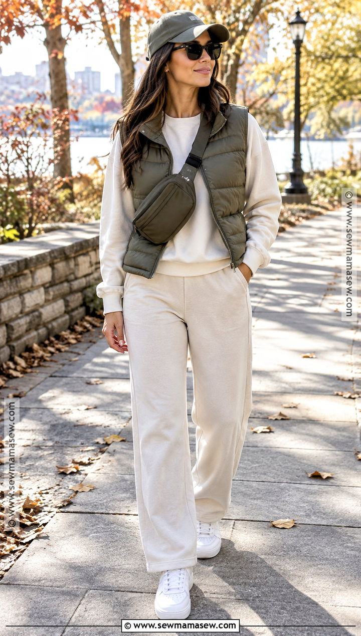 Puffer Vest And Sweatpants Autumn Streetwear Outfit - 20 autumn streetwear ideas