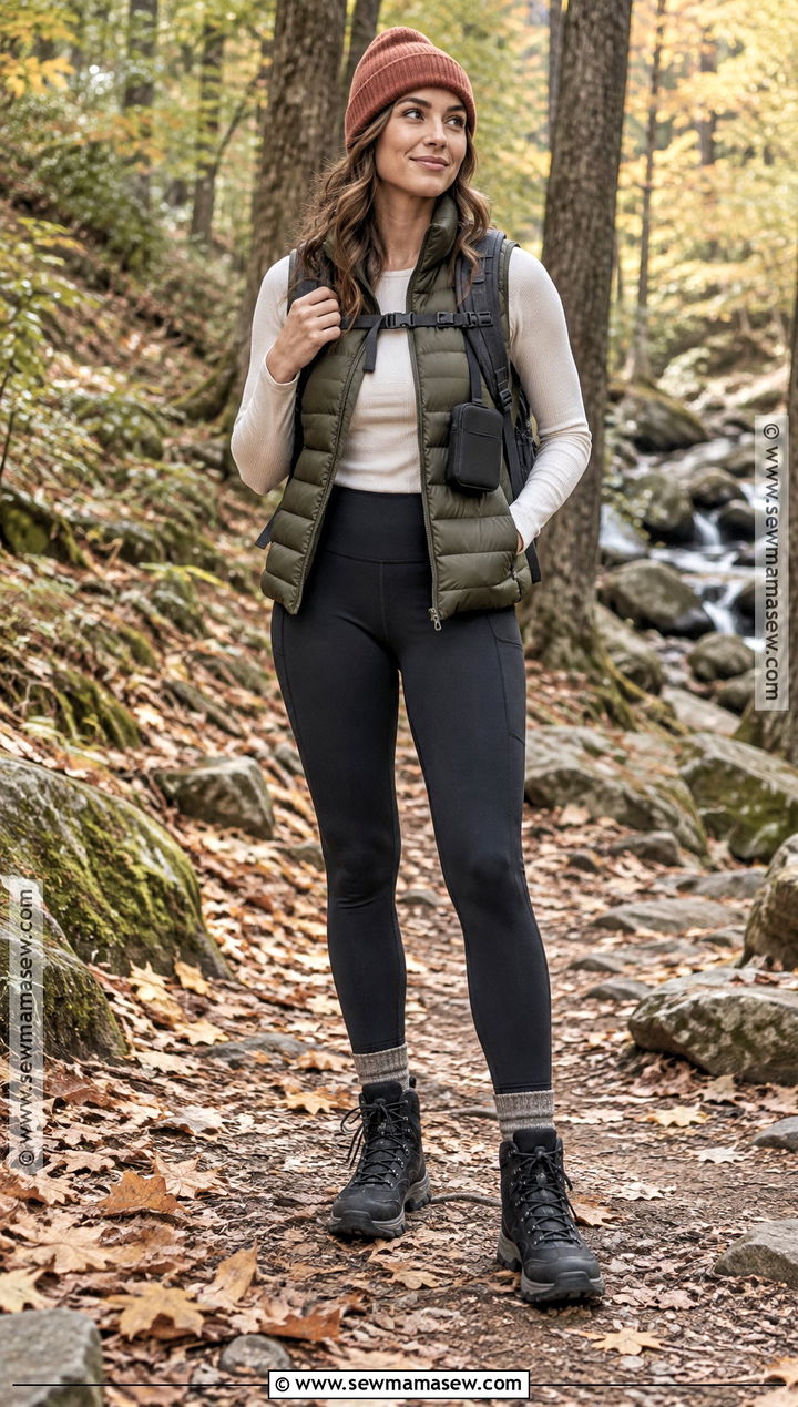 Puffer Vest And Thermal Hiking Outfit - 15 cute hiking outfit fall casual ideas