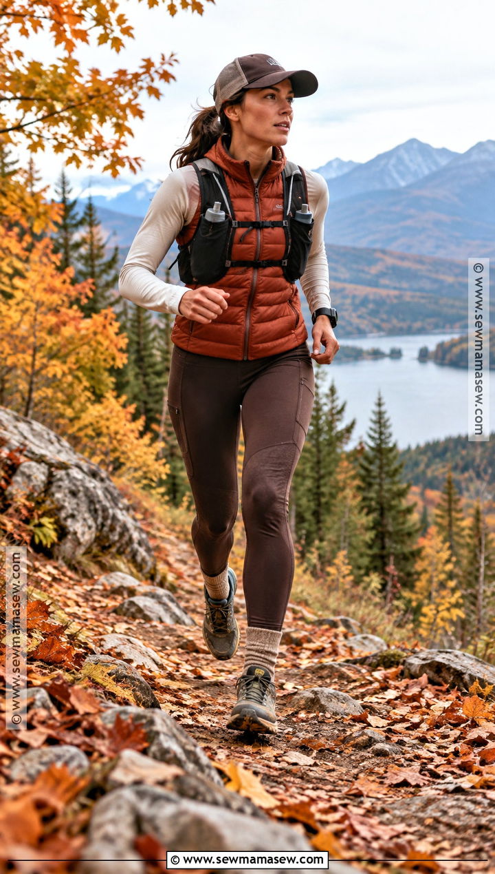 Puffer Vest And Trail Leggings - 15 Fall Outdoor Workout Outfit Ideas