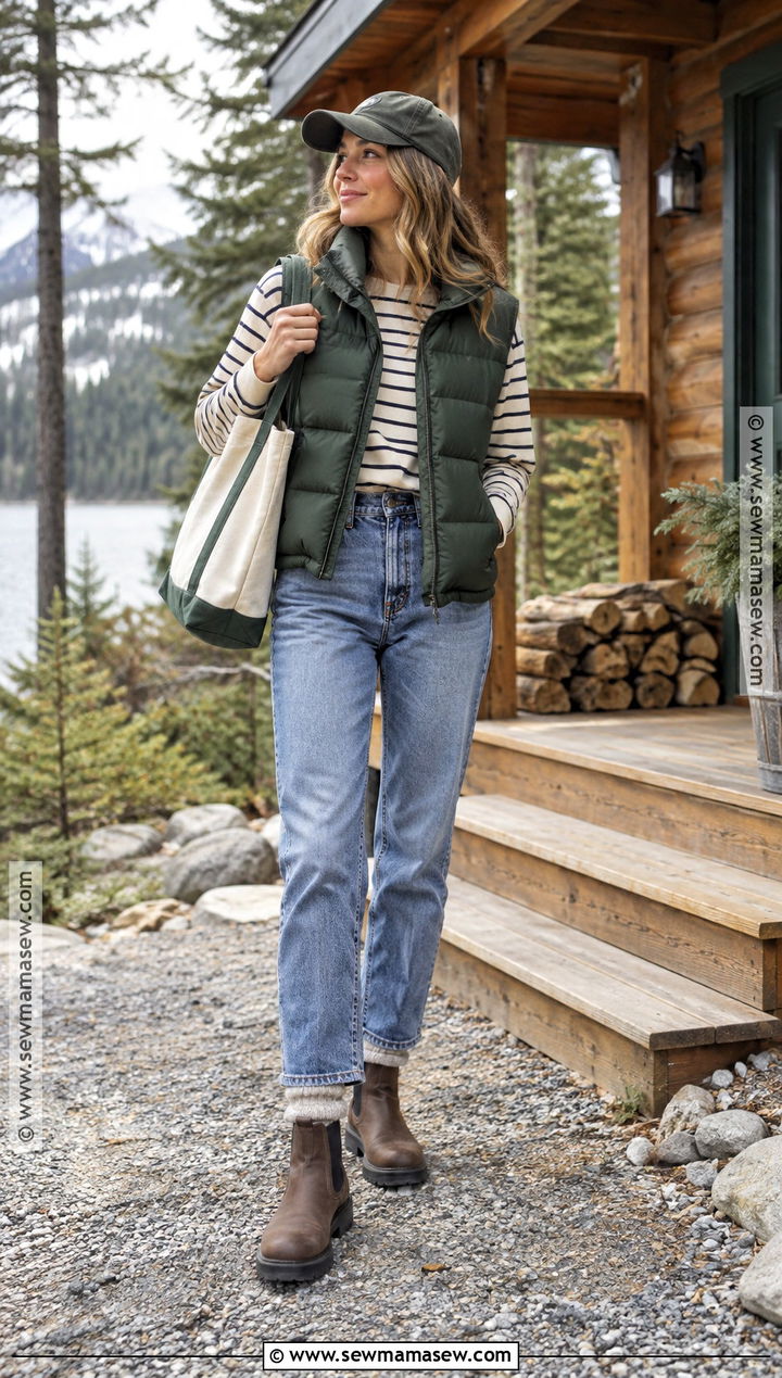 Puffer Vest Cabin Outfit - 25 cabin outfit fall ideas