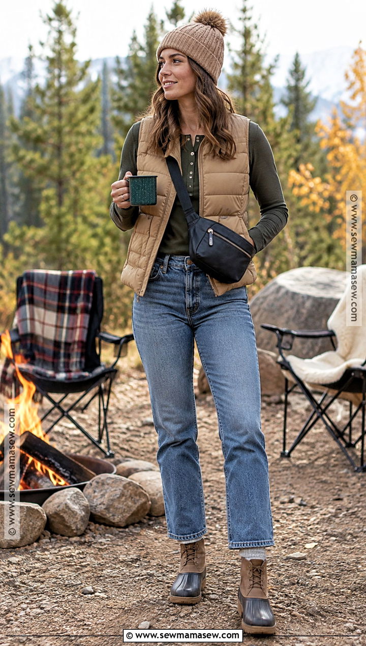 Puffer Vest Campfire Outfit - 20 Campfire Outfit Fall Ideas