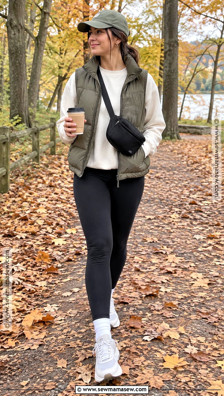 Puffer Vest Fall Leggings Outfit - 15 Fall Leggings And Lattes