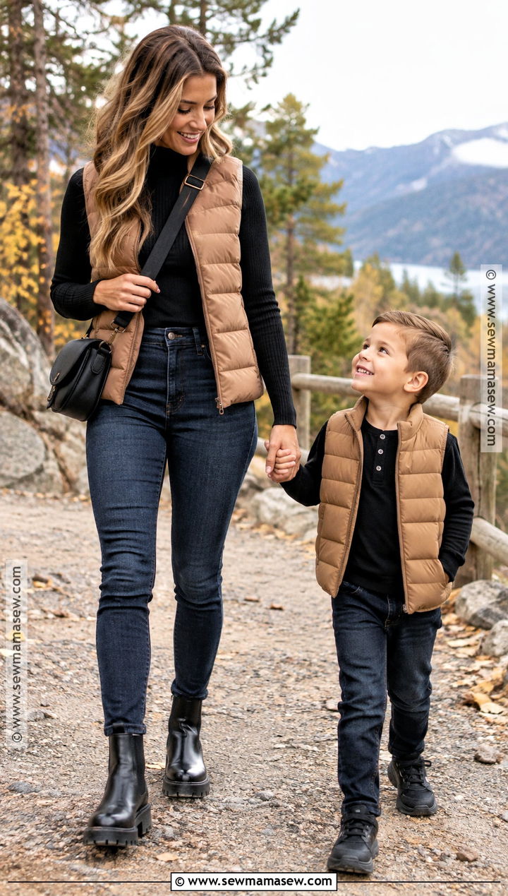 Puffer Vest Fall Mom and Son Outfit - 15 fall mom and son outfits