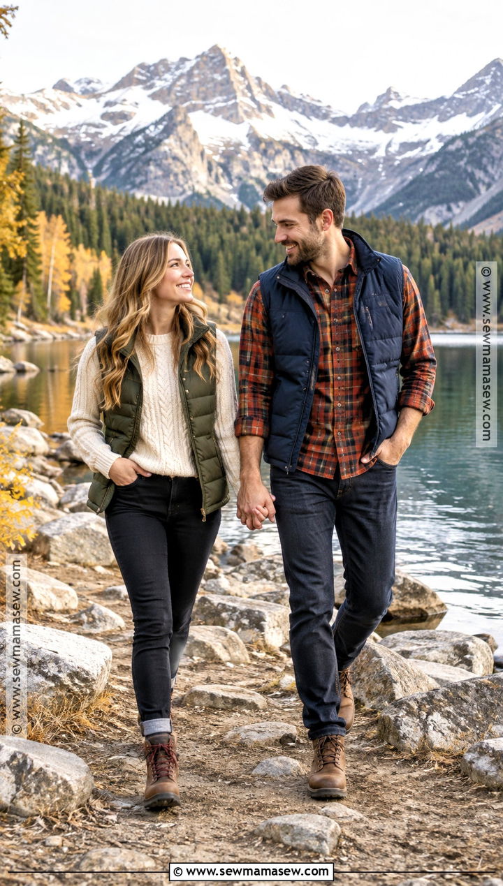 Puffer Vest Fall Mountain Engagement Outfit - 15 engagement photos outfits fall mountains