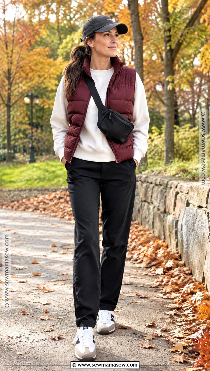 Puffer Vest Fall Outfit With Sweatshirt - 20 fall outfits layering