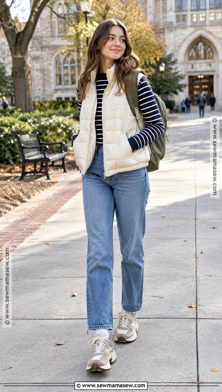 Puffer Vest Fall School Outfit - 25 Fall School Fits