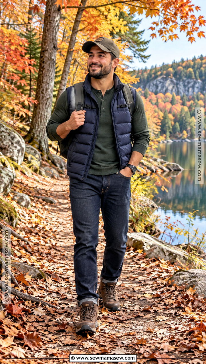 Puffer Vest With Henley And Jeans - 15 fall outfits for short for men