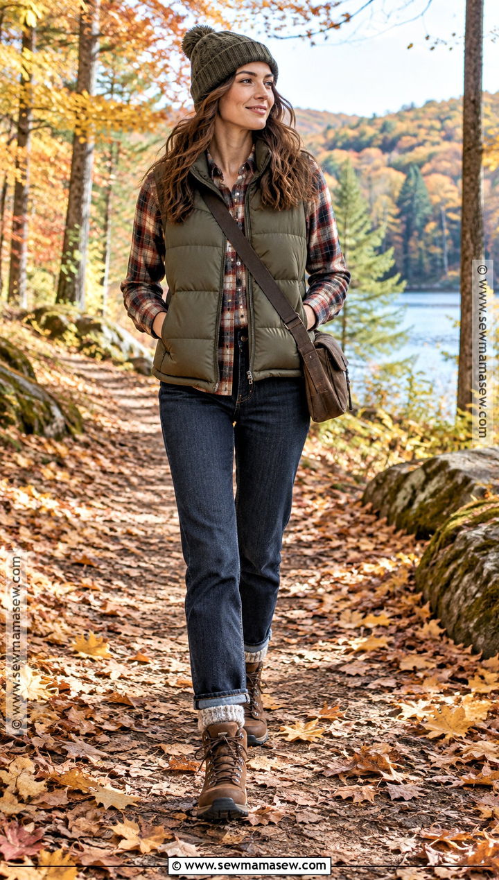 Puffer Vest With Hiking Boots - 25 fall outfits boots