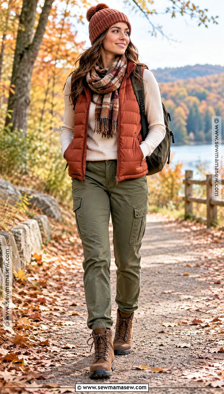 Puffer Vest With Lace Up Boots - 15 autumn outfits boots fall fashion