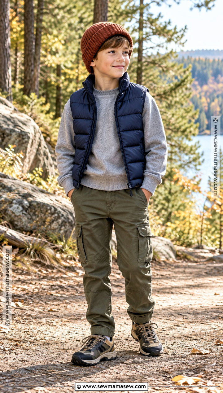 Puffer Vest With Sweatshirt And Cargo Pants - 25 Boy Fall Outfits