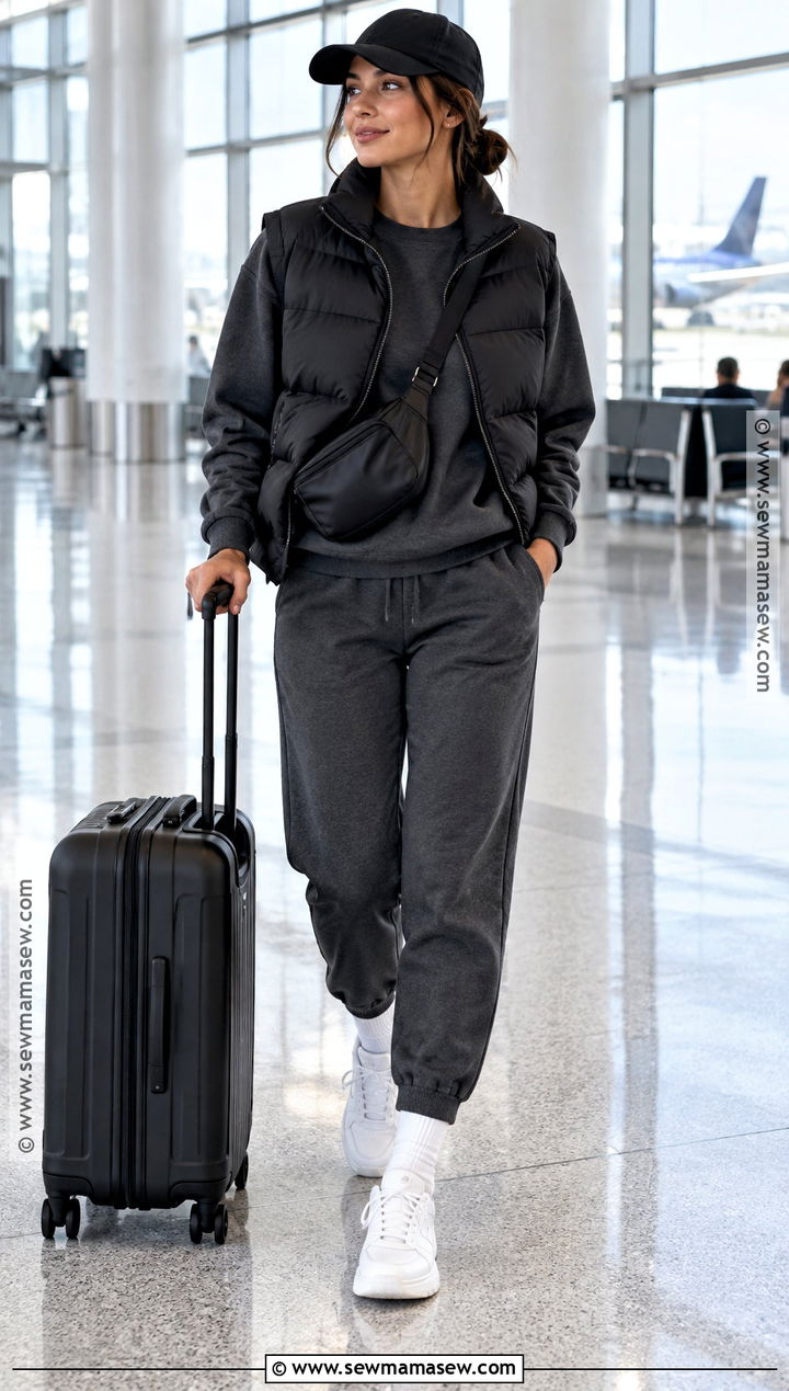 Puffer Vest With Sweatshirt And Joggers - 15 autumn puffer vest ideas