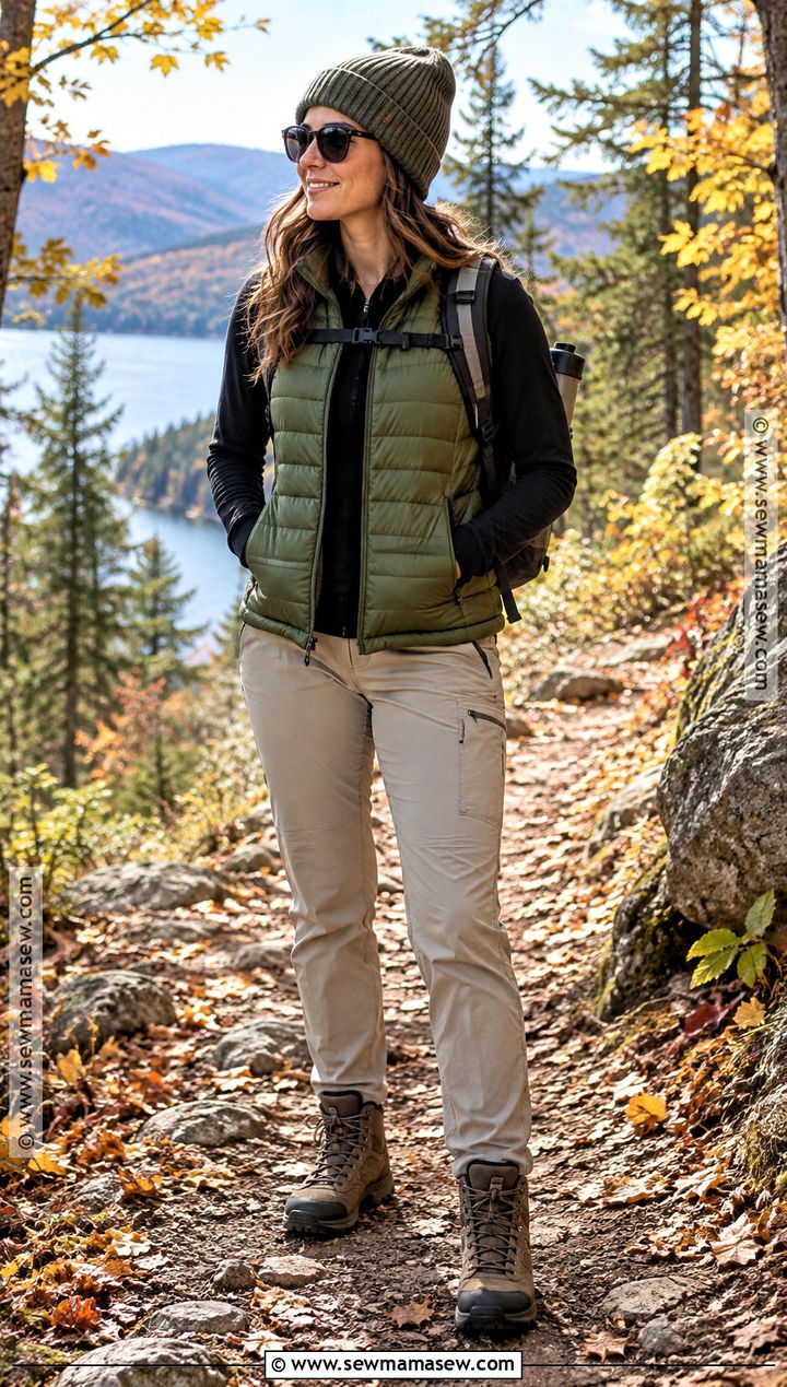 Puffer Vest With Thermal Top And Hiking Pants - 20 fall puffer vest outfits