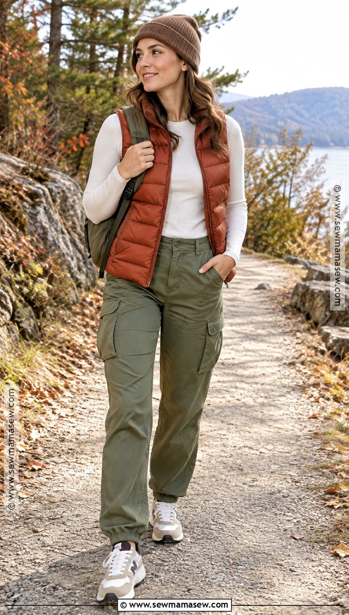 Puffer Vest and Cargo Pants Autumn Outfit - 15 autumn outfit inspiration collage ideas