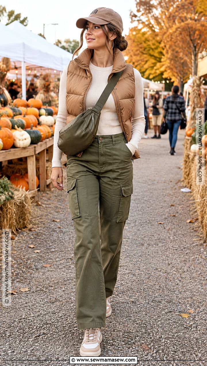 Puffer Vest and Cargo Pants Harvest Outfit - 20 Harvest Outfits