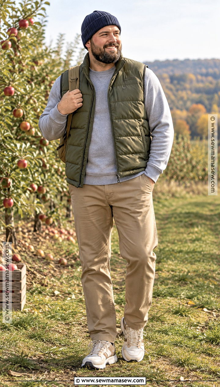 Puffer Vest and Chinos Fall Outfit - 15 cute fall outfits for men