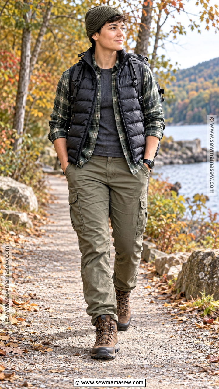 Puffer Vest and Flannel Shirt Fall Outfit - 20 Fall Outfits Masc for Women