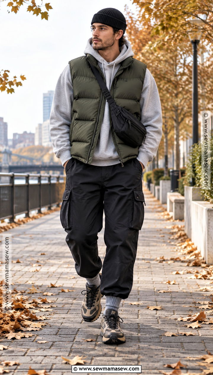 Puffer Vest and Hoodie Outfit - 25 fall drip outfits for men