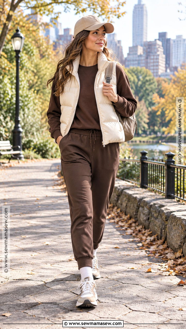 Puffer Vest and Jogger Pants Fall Street Outfit - 15 Fall Street Outfits for Women