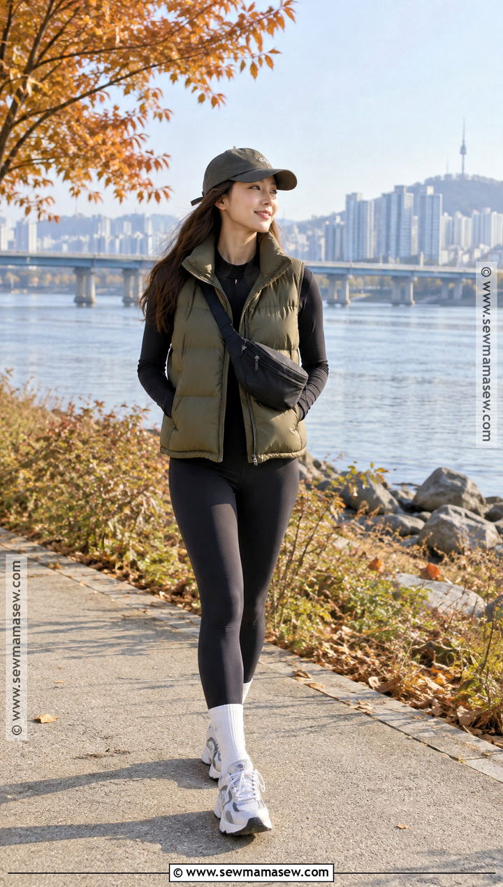 Puffer Vest and Leggings Autumn Outfit - 20 autumn in korea outfit ideas