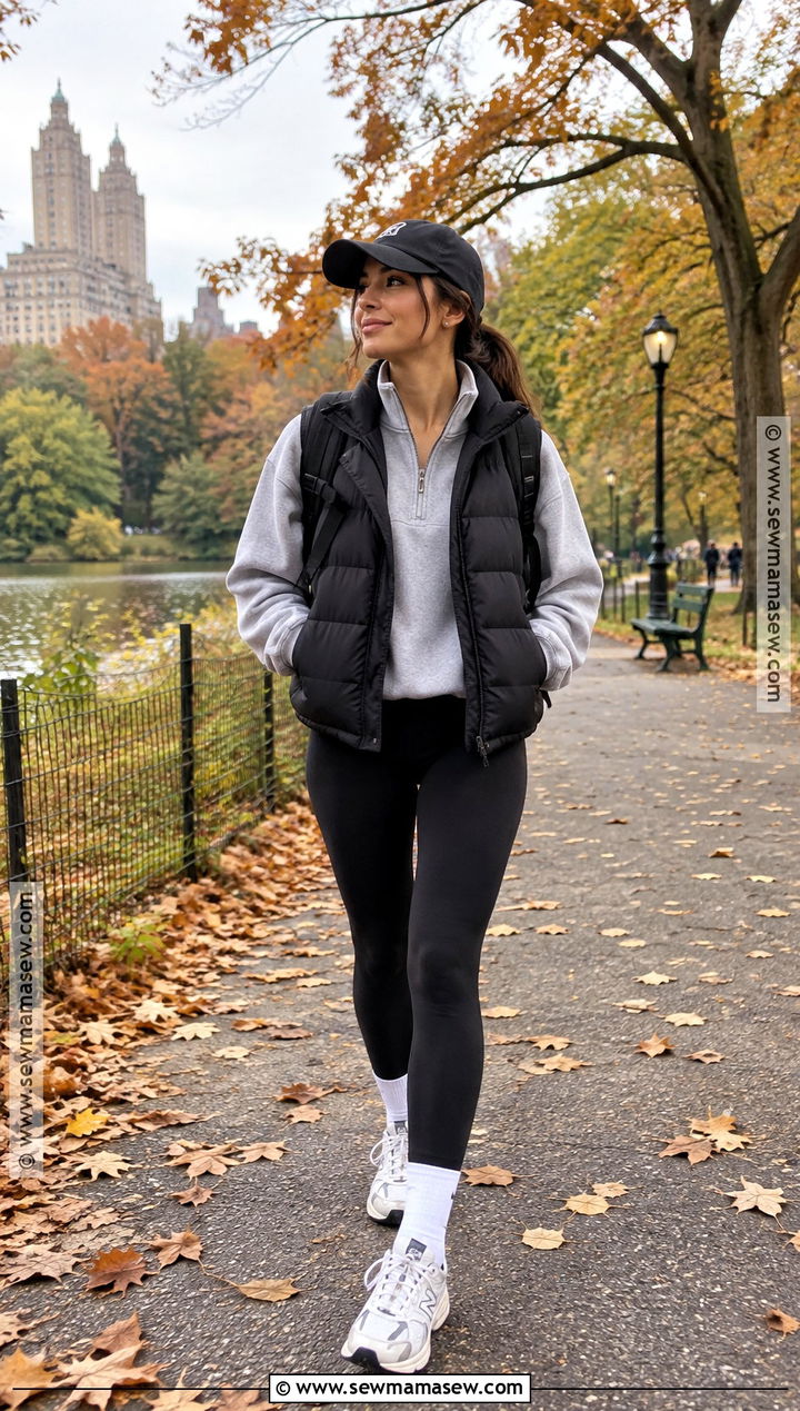 Puffer Vest and Leggings Outfit - 20 new york in october outfits