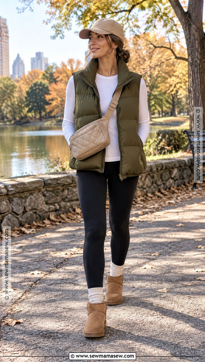 Puffer Vest and Ultra Mini UGGs Outfit - 20 uggs outfit fall ideas