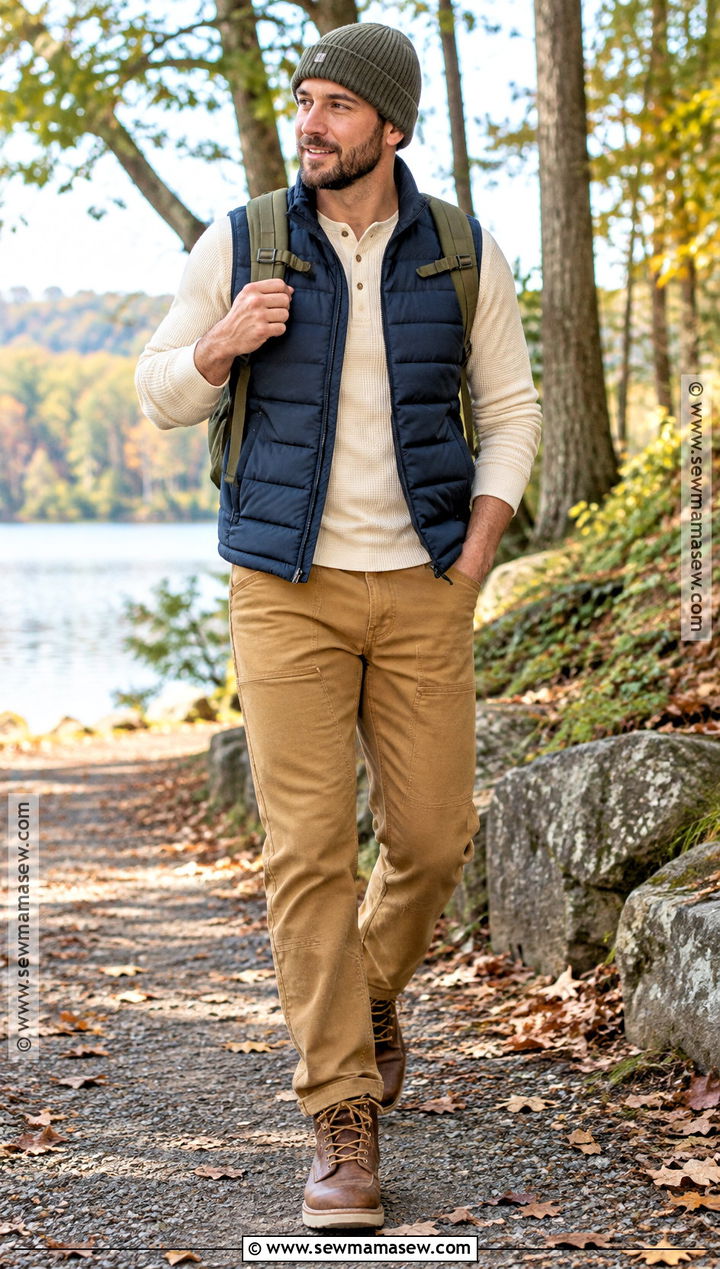 Puffer Vest and Work Pants Fall Outfit - 15 fall outfits for men
