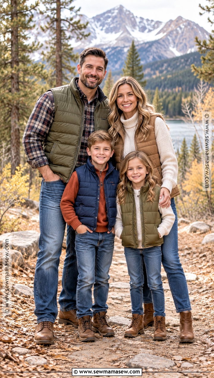 Puffer Vests With Jeans For Fall Family Photos - 20 fall family photos jeans